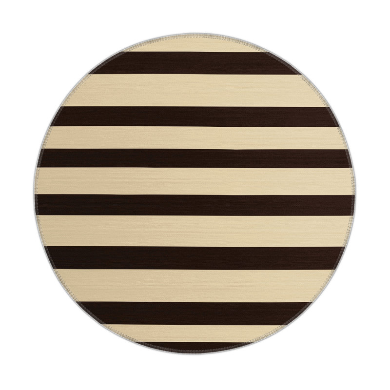HorizontalStripes Beige Indoor and Outdoor Area Rug, Round 5'