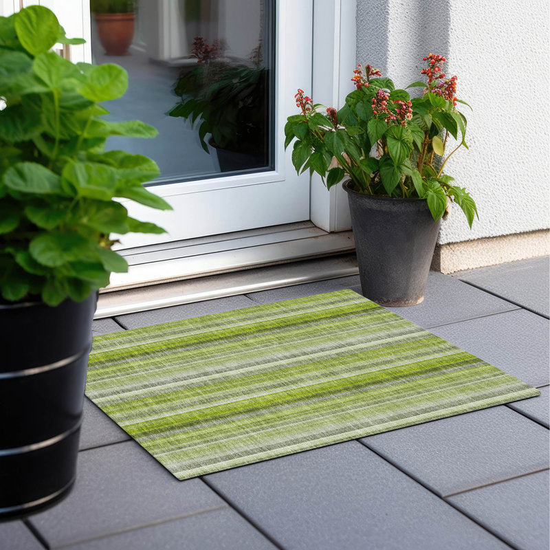 Kinslee Washable Striped Indoor / Outdoor Rug, Rectangle 1'8" x 2'6"