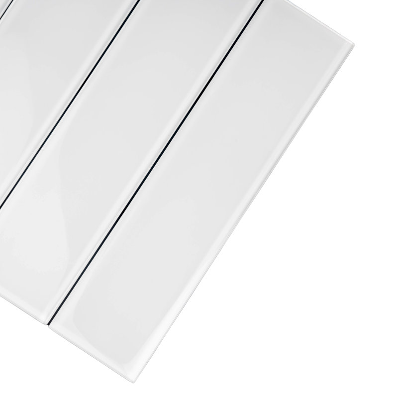 3'' x 12'' Glass Subway Wall Tile, White