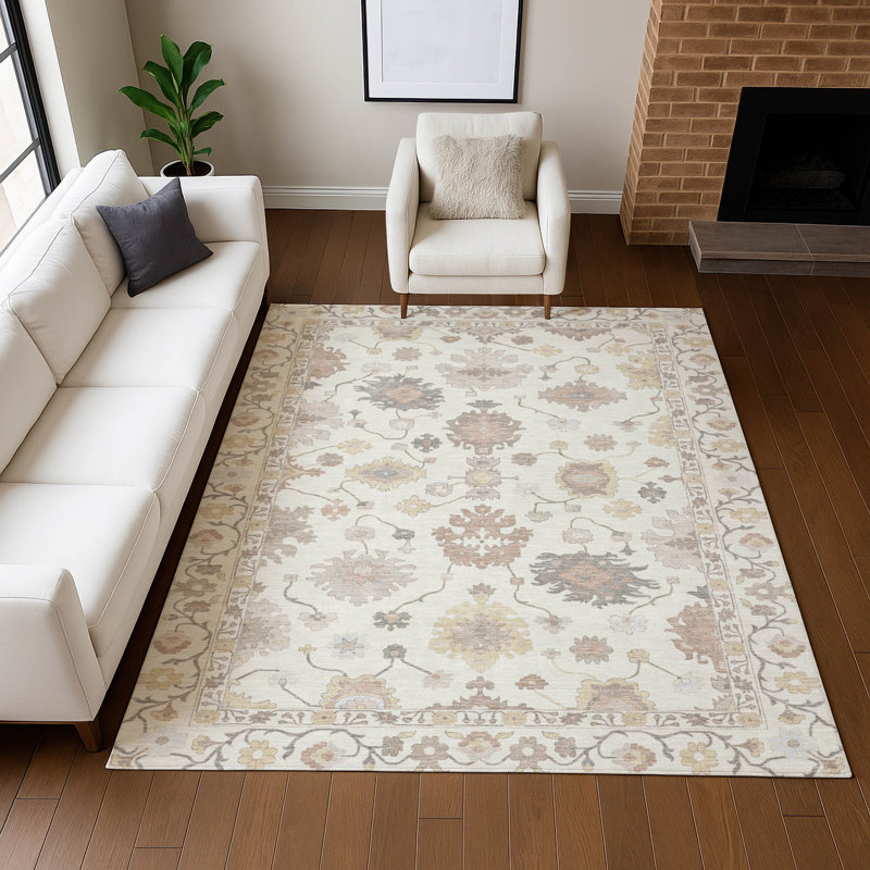 Tapis lavable à la machine intérieur / extérieur ACN2675, Ivoire ivoire, 2 pi 6 po x 3 pi 10 po