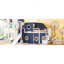Lit mezzanine double avec tente et tour - Bleu-297743541-297743543