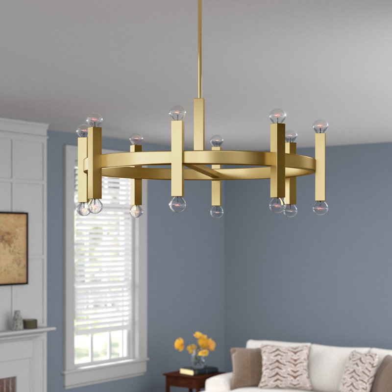 Lustre 16 lumières Cassi, Laiton