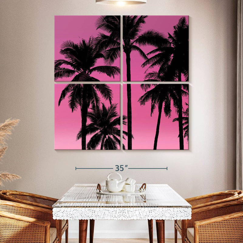 Gillard Palms noir sur rose I