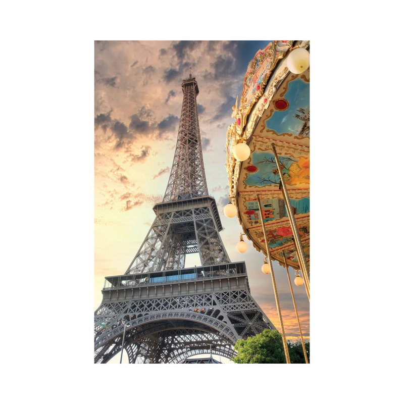 Eiffel Tower And Carousel I by Alan Blaustein - Wrapped Canvas Painting, 66.04 cm H x 45.72 cm W x 3.175 cm D