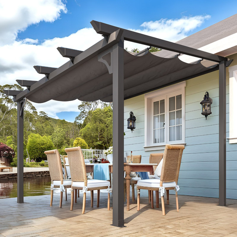 Pergola rétractable avec toit réglable, H 99 po x l 117,6 po x P 104,4 po