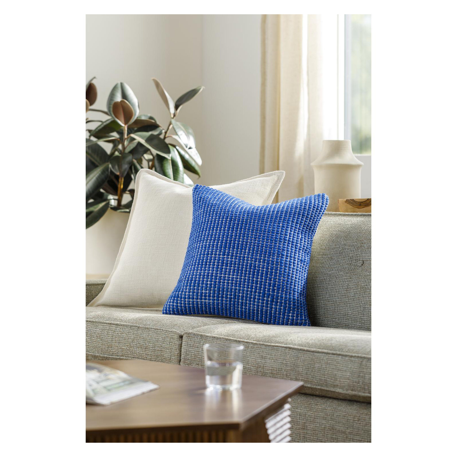 Waverly Wool Throw Pillow, Pillow Cover Only - No Insert, Blue, 20" x 20"