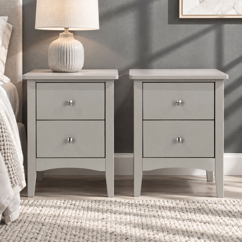 Set of 2 Como Grey 2-Drawer Bedside Cabinets