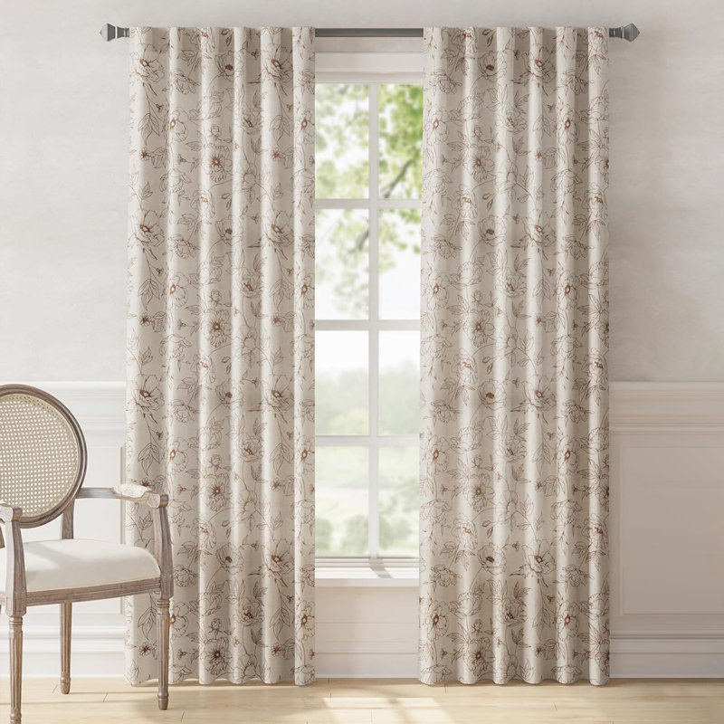 Linen Blend Room Darkenin Curtain Panel Pair, Brown, 127cm Width x 213.36cm Drop