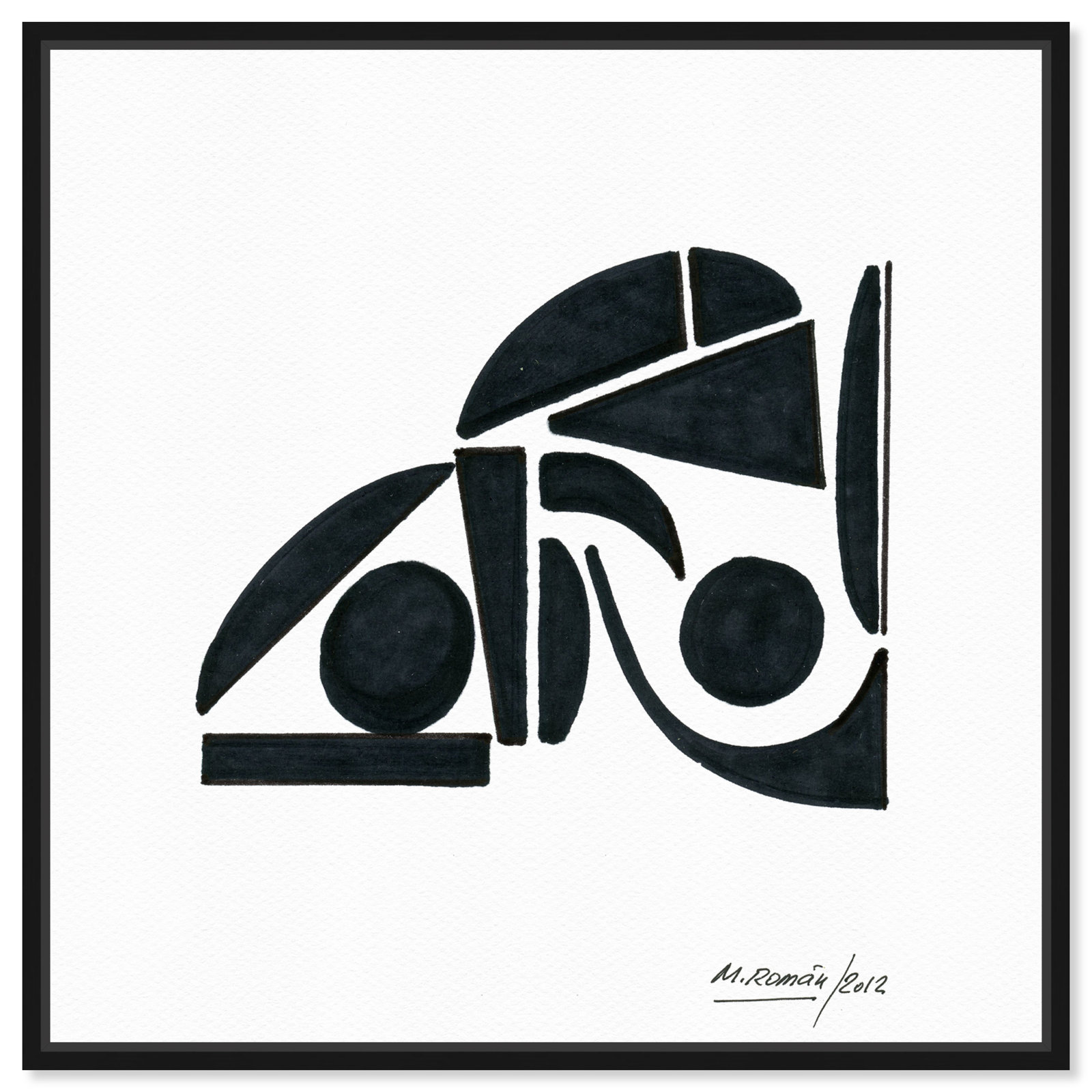 Black And White Modern by M.Roman, Black, 25" H x 25" W