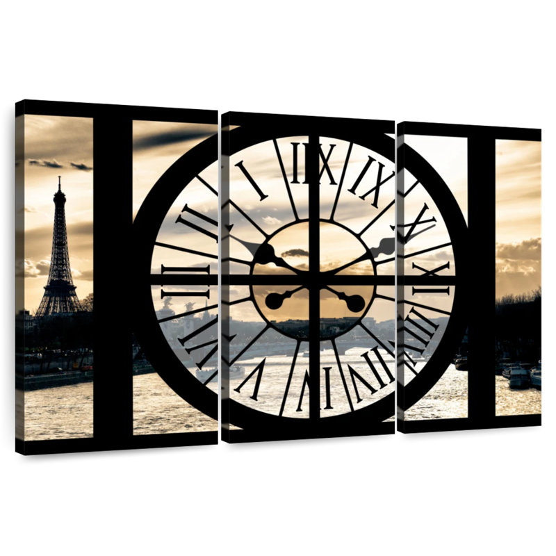 Horloge Syd - coucher de soleil à Paris, H 36 po x l 57 po