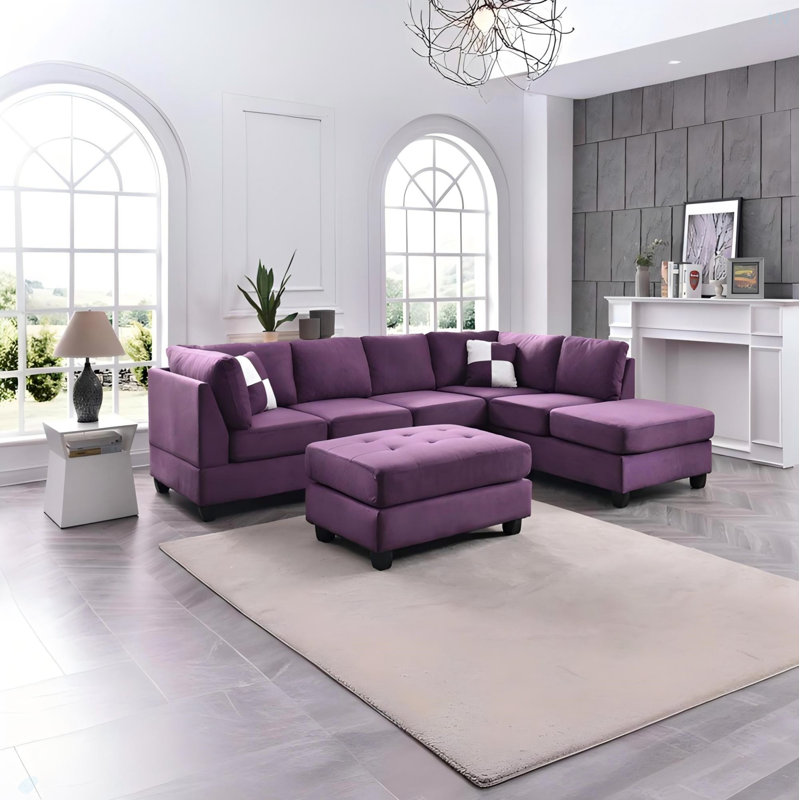 Canapés modulaires pour salon modulaire (sans repose-pieds), Microfibre mauve