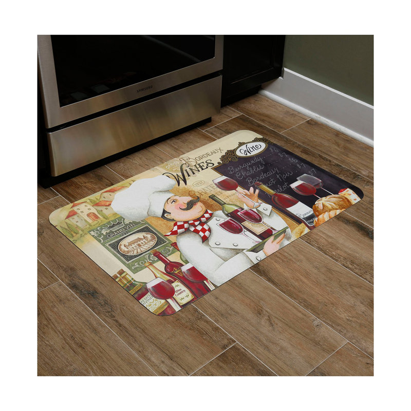 Tapis anti-fatigue Relaxed Chef, Blanc / ivoire / rouge, Rectangulaire 3 pi x 2 pi