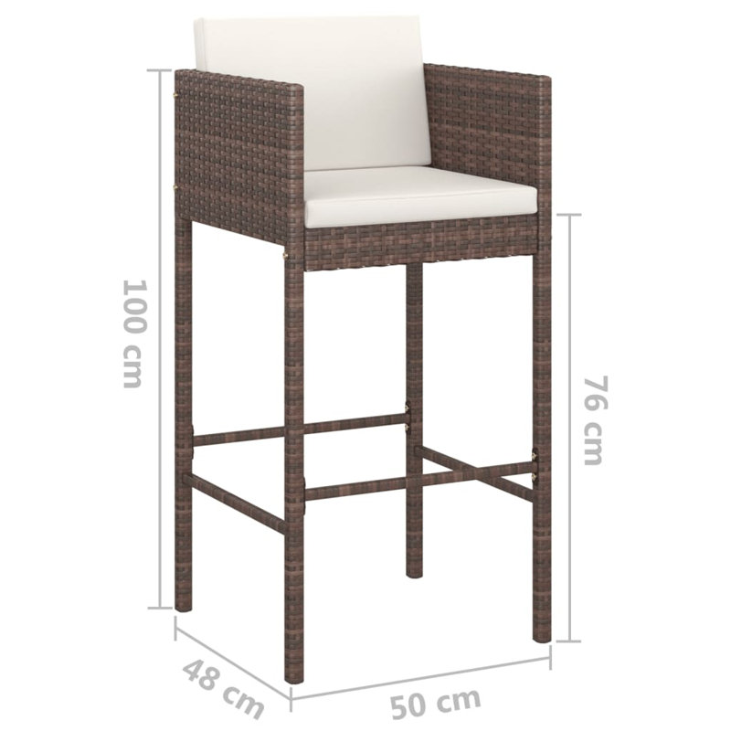Garden Bar Set with Cushions, Brown