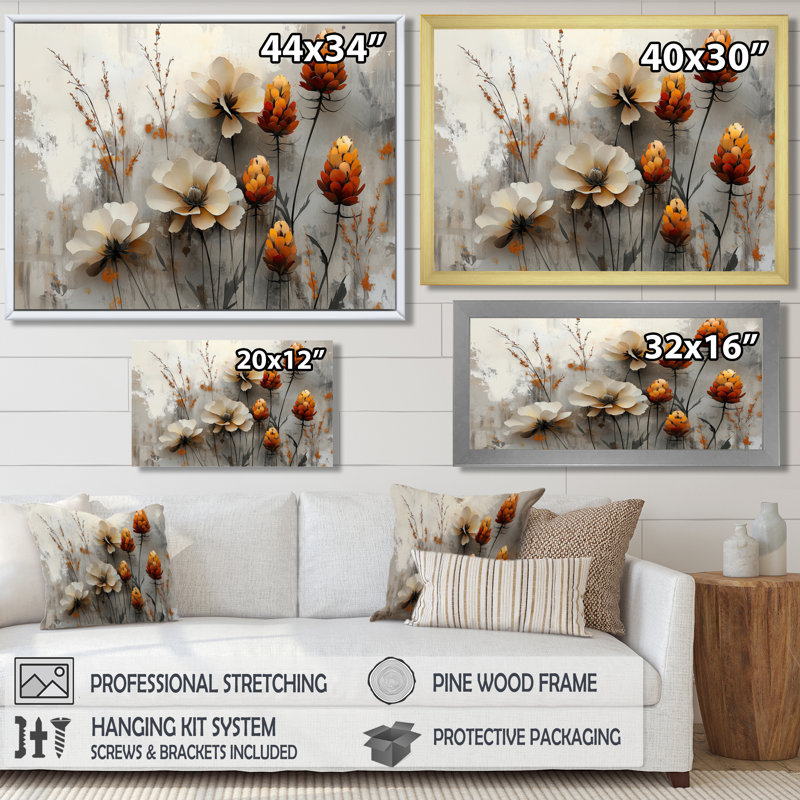 «The Winter Wild Thistle Bloom II - Thistle», art mural, H 28 po x l 60 po, Impression encadrée flottante, Blanc