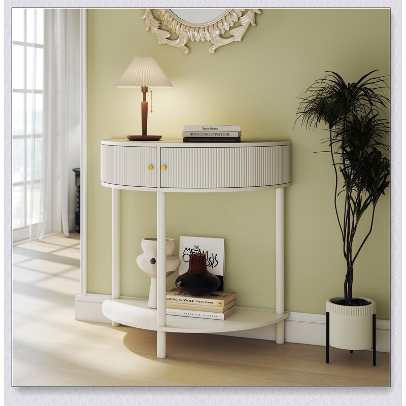 Console demi-lune Artisan-Wave Wave, Cream White