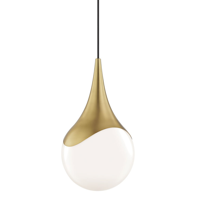 Luminaire suspendu en forme de goutte à 1 lumière Algiers, Laiton vieilli, H 19,25 po x l 10,5 po x P 10,5 po