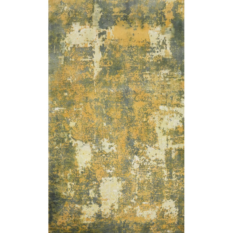 Tapis oriental délavé à motif abstrait 5 x 8