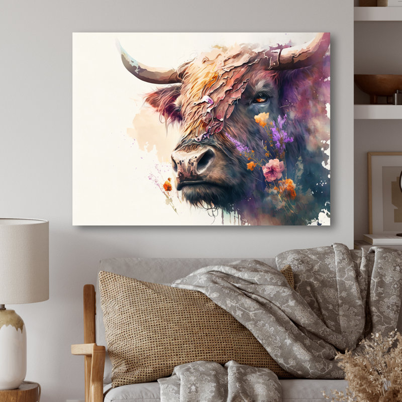 Buffalo in the Wild I - reproduction sur toile, L 32 po x H 16 po, Toile tendue