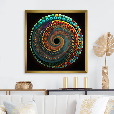 Iridiscdent Pointillism Spiral Turquoise Shades I - reproduction sur toile