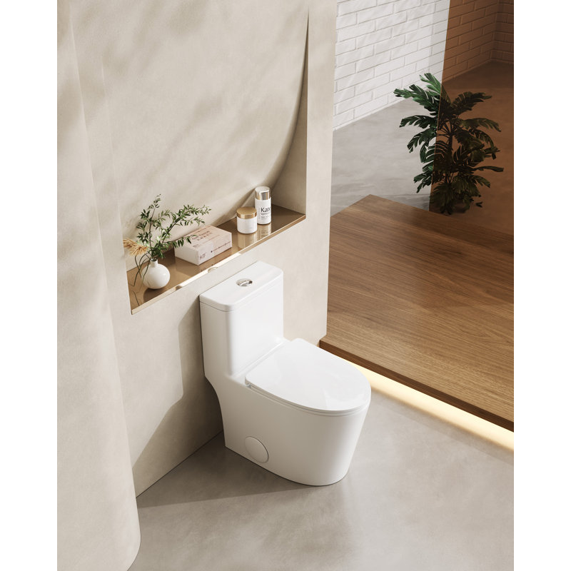 1.1/1.6 GPF Antimicrobial, Leak Resistant, Dual Flush One-Piece Toilet ,  CUPC Certified, Water Sense Certified, Ceramic, White Color, Soft Close Seat, Comfort Height, Floor Mounted, Elongated