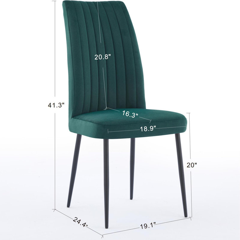 Ensemble de 2 chaises de salle à manger réglables en velours vert, Vert