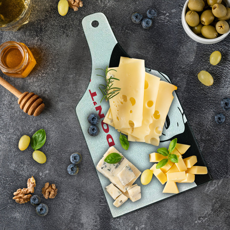 Humorous Black and White Tempered Glass Cutting Board