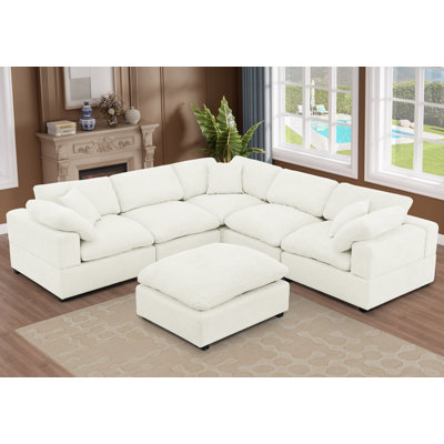 Wartow 6-Piece Upholstered Corner Sectional with Reversible Ottoman