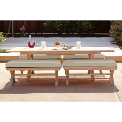 Buroker 8 - Person Teak Patio Dining Set with Extendable Rectangular Table , Sunbrella® Cushions Included
