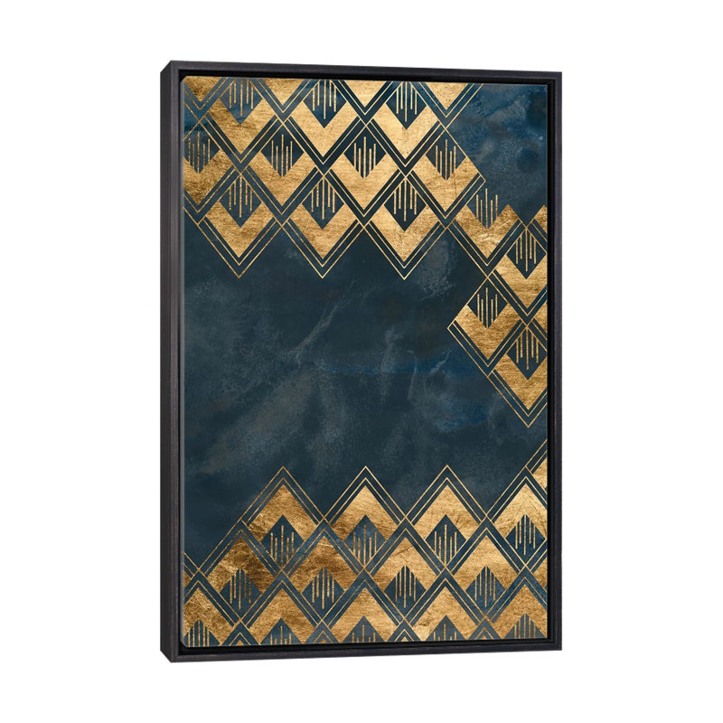 Reproduction d’art sur fond bleu III par June Erica, H 40 po x l 26 po x P 1,5 po, Toile avec cadre noir patiné