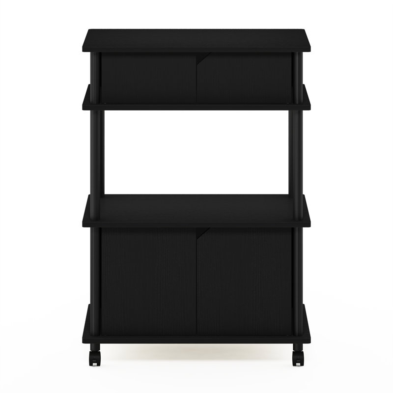 Romia Wood Kitchen Cart, Black Oak/Black