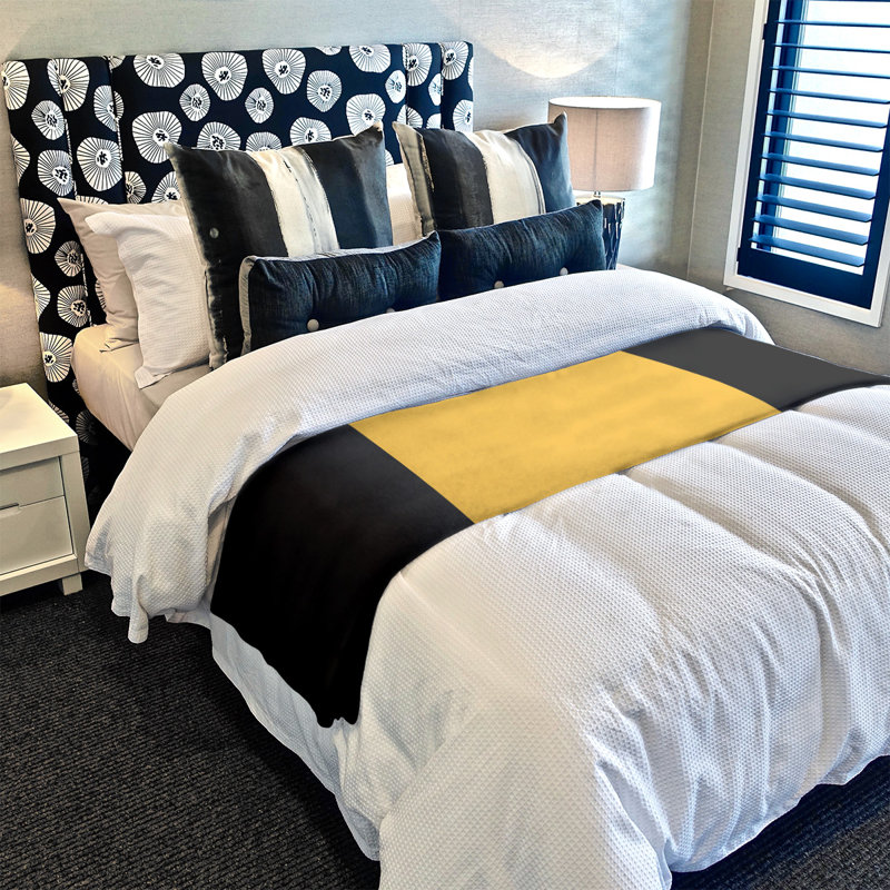Quilted Throw Blanket, 50" x 60", Black/Yellow/Black, Coral Fleece