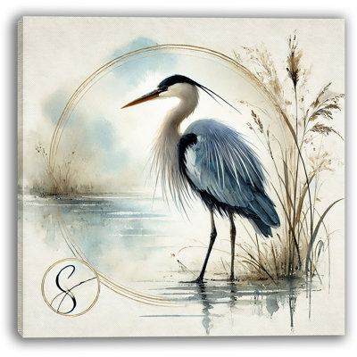 «Golden Serenity Blue Heron», impression sur toile