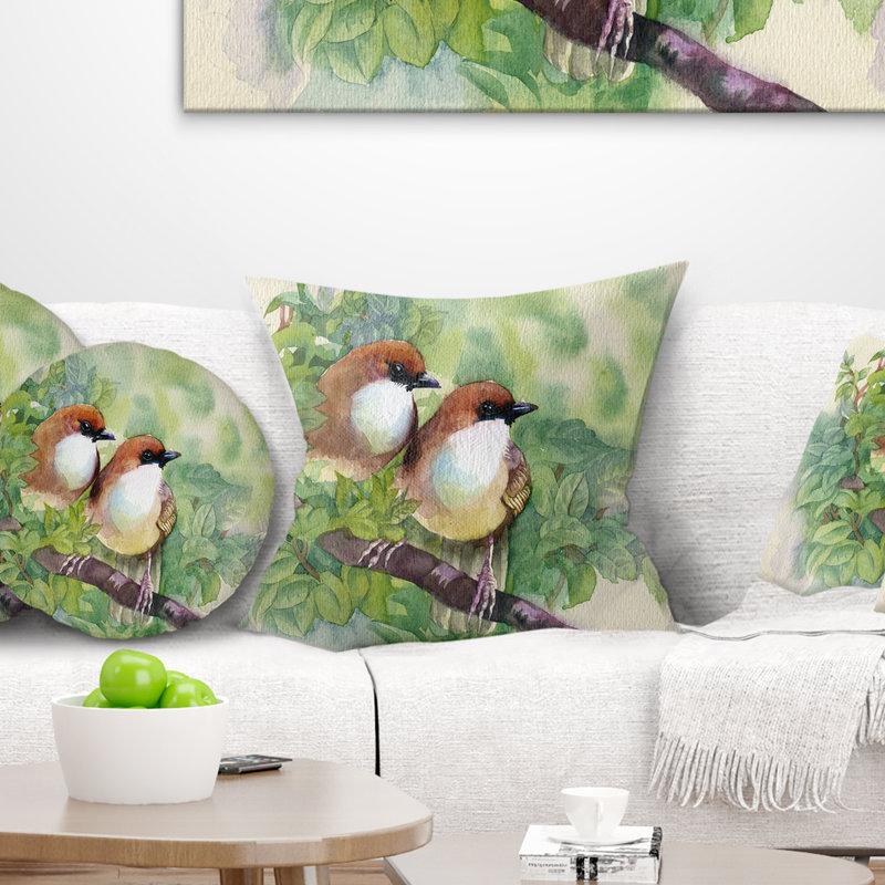 Coussin de printemps pour les oiseaux, 16 po x 1 po, Coussin décoratif