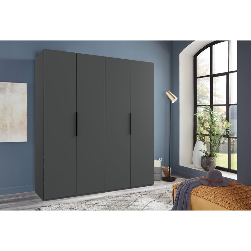 Guardino 4 Door Wardrobe, Graphite, 216cm H x 200cm W x 58cm D