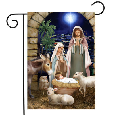 Away In A Manger Garden Flag