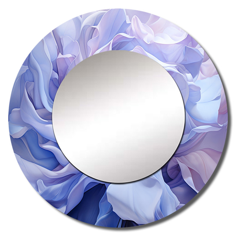 Twist lavande rose - miroir spirales abstraites, miroir mural rond unique mauve, impression sur métal, 29 po x 29 po