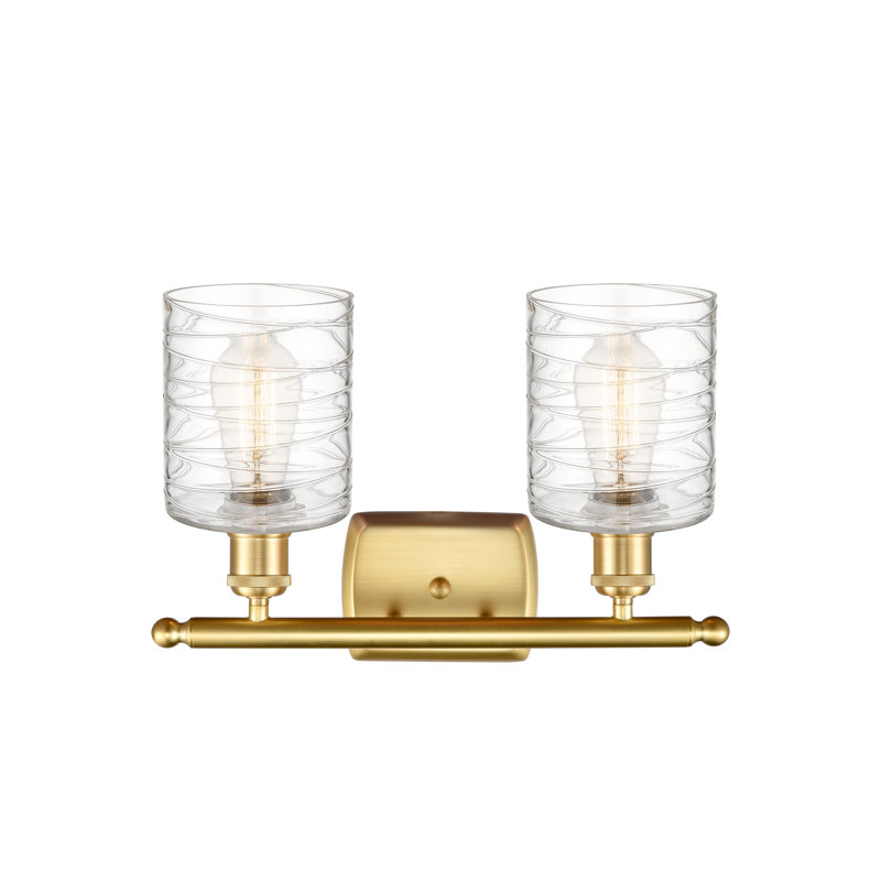Éclairage pour salle de bain à intensité variable 2 lumières Leilani, Transparent, Ampoule DEL 6 watts Vinage, Or satiné
