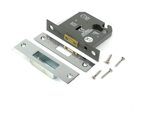 Polished Chrome 3" Euro Profile Dead Lock, Polished Chrome