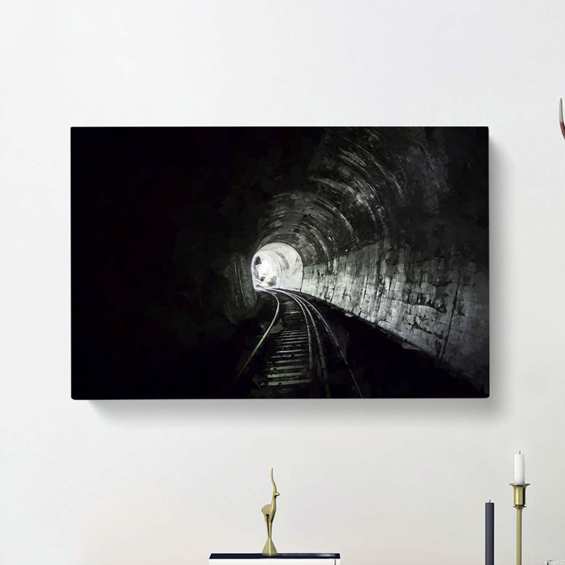 Train Railway Tunnel In Abstract - Wrapped Canvas, 50cm H x 76cm W x 3cm D
