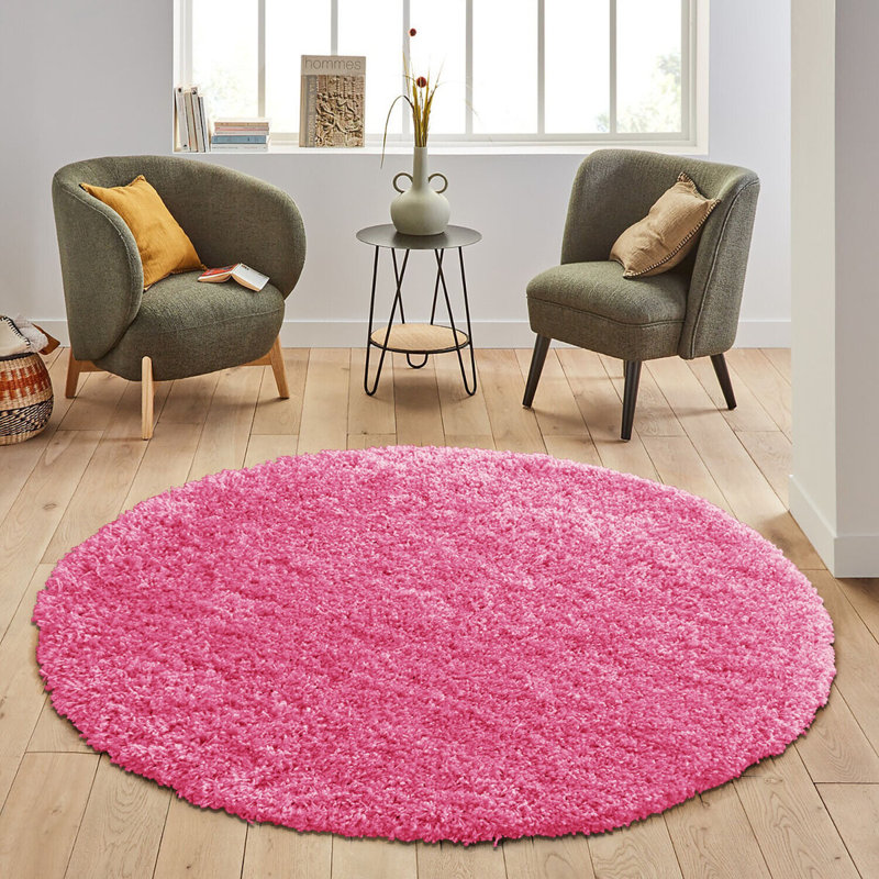 Verona Thick Pink Shaggy Area Rug – Soft Pile, Non-Slip, Durable Polypropylene Carpet for Living Room, Bedroom & Hallway