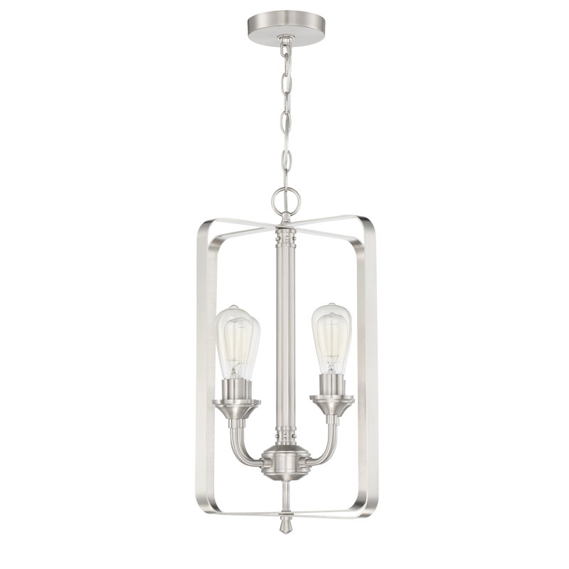 Luminaire suspendu lanterne 4 lumières Upney, Nickel poli brossé