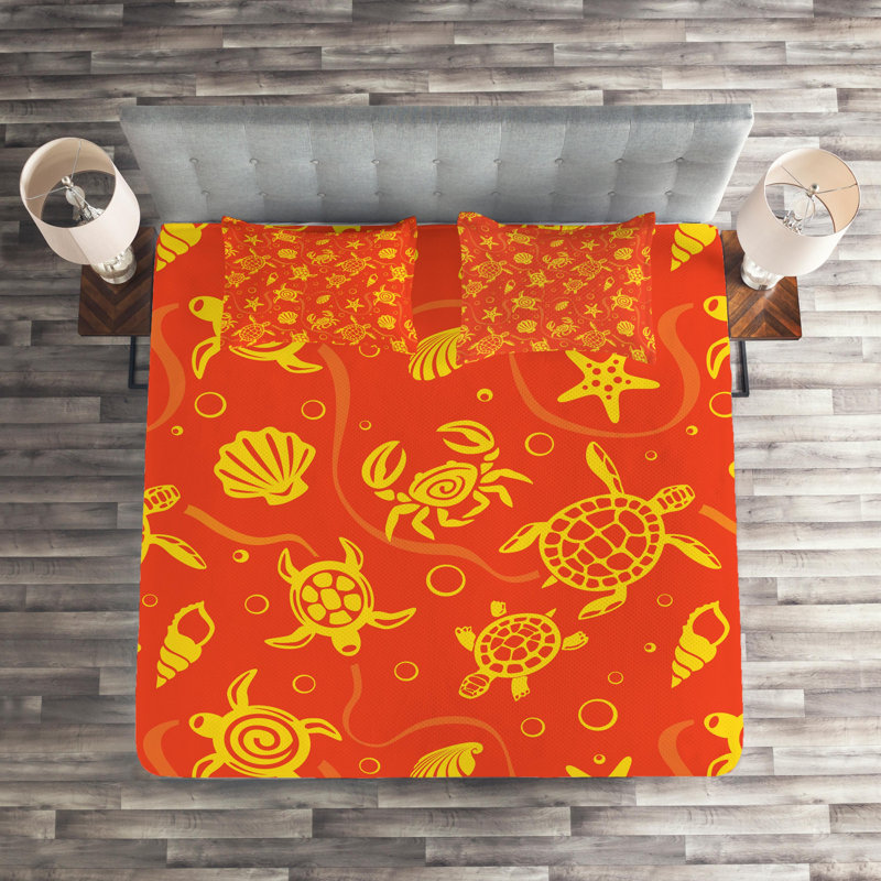 Coastal Polyester Coverlet, Queen Bedspread + 2 Shams