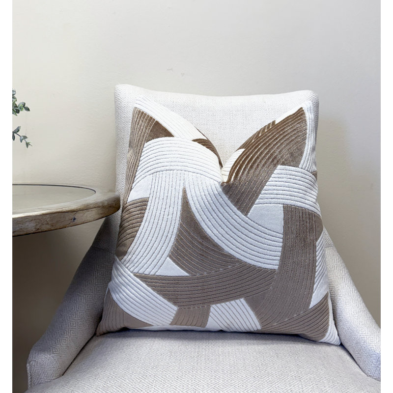 Housse de coussin en velours beige, Carré 20 po