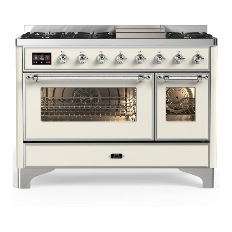 Majestic III Series 48 Inch Dual Fuel Range with 5 Sealed Burners, Griddle, Frenchtop in Matte Graphite (Liquid Propane, Burnished Trim)