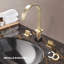 Robinet de lavabo de salle de bain moderne en laiton massif noir mat avec ensemble de drain-69597218-94242642