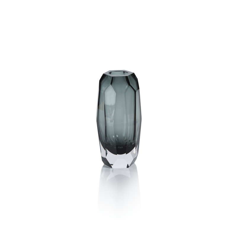 Vase de table en verre Kristanne, Gris fumée, H 9,5 po x l 4 po x P 4 po