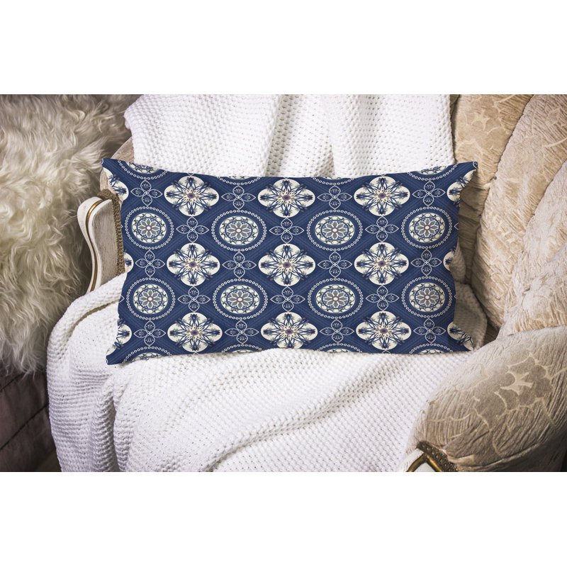 Coussin Mandala, Bleu / blanc
