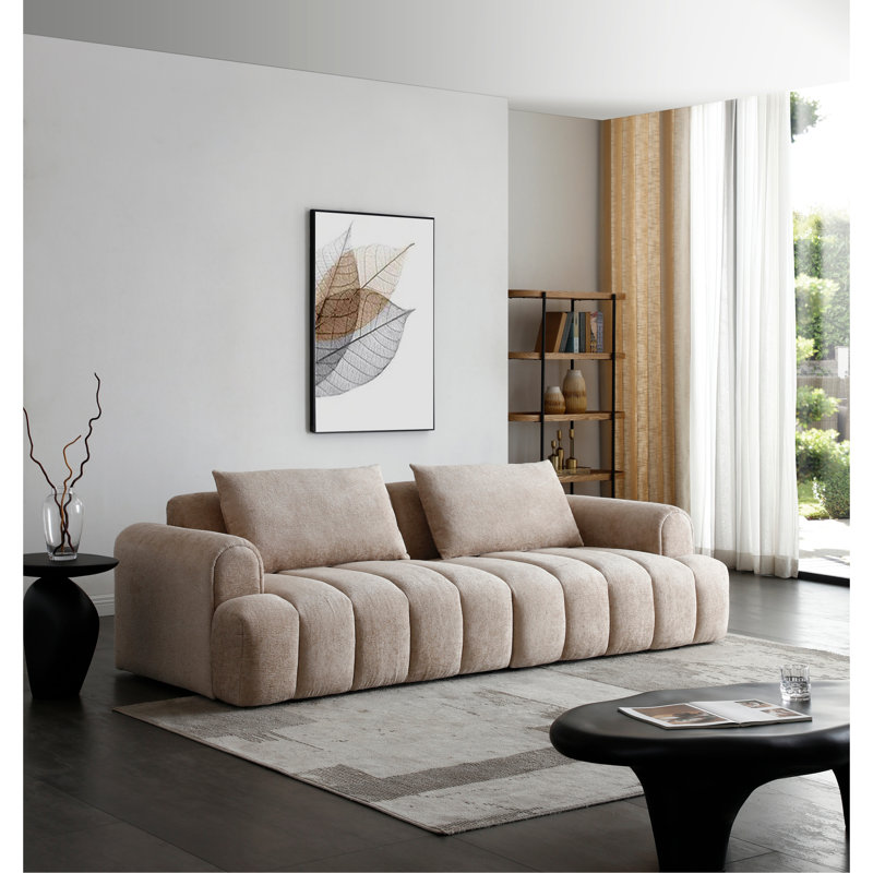 2PS, canapé modulaire moderne, 4 places, canapé rembourré en velours chenille pour petit salon