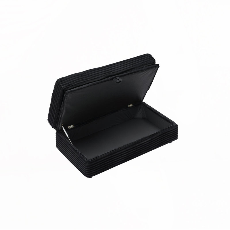 Fauteuil d'appoint en velours côtelé avec tabouret de rangement, Noir