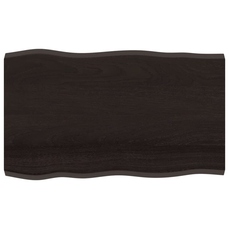 Table Top Solid Wood Oak, 4cm H x 100cm W x 60cm D, Dark Brown